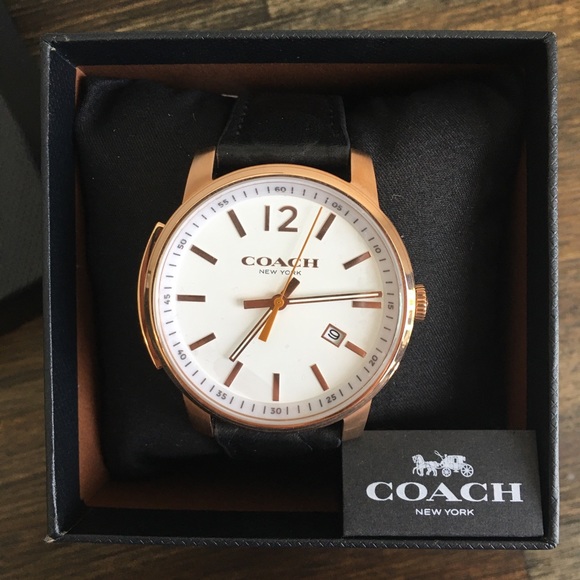 🆕 Coach Black Leather Band Rose Gold Watch - Picture 2 of 9